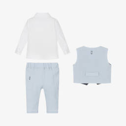iDO Mini-Boys Soft Blue Seersucker Ensemble | Childrensalon Outlet
