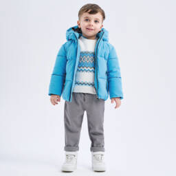 iDO Малыши-Boys Waterproof Hooded Blue Puffer | Childrensalon Outlet