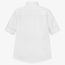iDO Junior-Boys White & Beige Patterned Shirt | Childrensalon Outlet