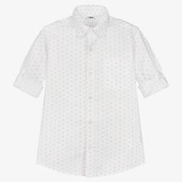 iDO Junior-Boys White & Beige Patterned Shirt | Childrensalon Outlet