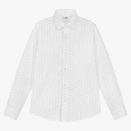 iDO Junior-Boys White & Beige Patterned Shirt | Childrensalon Outlet