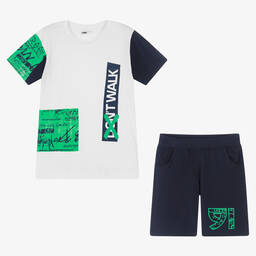 iDO Для младших-Белый топ и синие шорты из хлопка | Childrensalon Outlet