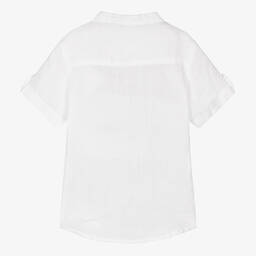 iDO Baby-Boys White Collarless Linen Shirt | Childrensalon Outlet
