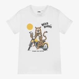 iDO Baby-Boys White Cotton Animal Print T-Shirt | Childrensalon Outlet