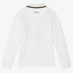 iDO Junior-Boys White Cotton Piqué NY Polo Top | Childrensalon Outlet