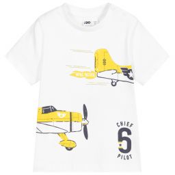 iDO Малыши-Boys White Cotton T-Shirt  | Childrensalon Outlet