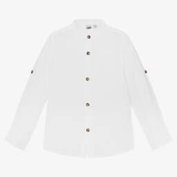 iDO Baby-Boys White Linen Shirt | Childrensalon Outlet