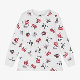 iDO Baby-Boys White Skate Print Cotton Top | Childrensalon Outlet