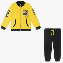 iDO Baby-تراكسوت قطن لون أصفر وكحلي للأولاد | Childrensalon Outlet