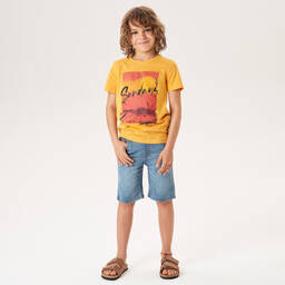 iDO Junior-Boys Yellow Cotton T-Shirt  | Childrensalon Outlet