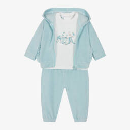 iDO Mini-Girls Aqua Velour Tracksuit Ensemble | Childrensalon Outlet