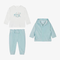 iDO Mini-Girls Aqua Velour Tracksuit Ensemble | Childrensalon Outlet