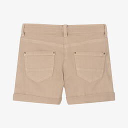 iDO Junior-Girls Beige Cotton Twill Button-Up Shorts | Childrensalon Outlet