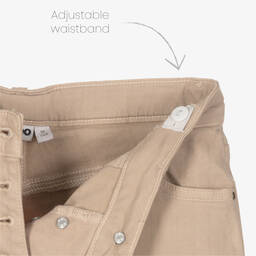 iDO Junior-Girls Beige Cotton Twill Button-Up Shorts | Childrensalon Outlet