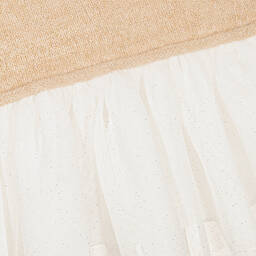 iDO Малыши-Бежевое трикотажное платье с белой юбкой из тюля | Childrensalon Outlet