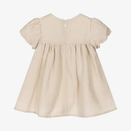iDO Mini-فستان بيج من الكتان والقطن للبنات | Childrensalon Outlet
