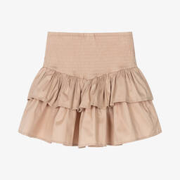 iDO Junior-Girls Beige Ruffle Cotton Skirt | Childrensalon Outlet