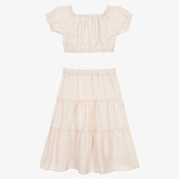 iDO Для младших-Бежево-белый топ и юбка в полоску | Childrensalon Outlet