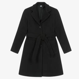 iDO Junior-Girls Black Belted Coat | Childrensalon Outlet