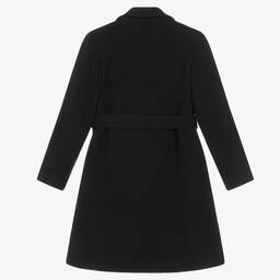 iDO Junior-Girls Black Belted Coat | Childrensalon Outlet