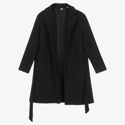 iDO Junior-Girls Black Belted Coat | Childrensalon Outlet