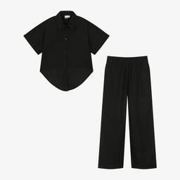 iDO Для младших-Girls Black Cotton Trouser Set | Childrensalon Outlet