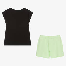 iDO Для младших-Черная футболка и зеленые шорты из хлопка | Childrensalon Outlet