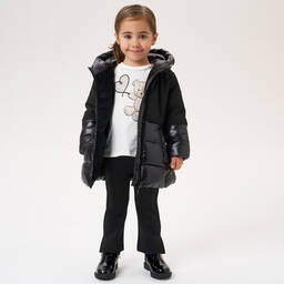 iDO Baby-Girls Black Hooded Puffer Coat | Childrensalon Outlet