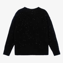 iDO Junior-بلوفر مزيج أكريليك محبوك مزين بترتر لون أسود | Childrensalon Outlet