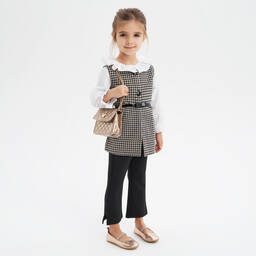 iDO Baby-بنطلون فلير نيوبرين جيرسي لون أسود للبنات | Childrensalon Outlet
