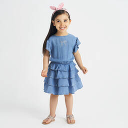 iDO Малыши-Синее платье из шамбре для девочек | Childrensalon Outlet