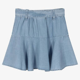 iDO Junior-Girls Blue Chambray Skater Skirt | Childrensalon Outlet