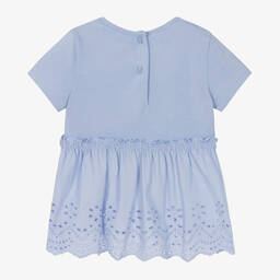 iDO Baby-تيشيرت قطن برودوري لون أزرق للبنات | Childrensalon Outlet