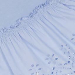 iDO Baby-تيشيرت قطن برودوري لون أزرق للبنات | Childrensalon Outlet