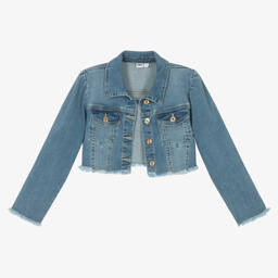 iDO Junior-جاكيت قطن دنيم لون أزرق للبنات | Childrensalon Outlet
