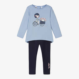 iDO Малыши-Girls Blue Cotton Leggings Set | Childrensalon Outlet