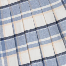 iDO Baby-Girls Blue Cotton Pleated Tartan Skirt | Childrensalon Outlet