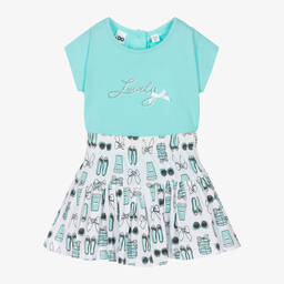 iDO Baby-Girls Blue Cotton Skirt Set | Childrensalon Outlet
