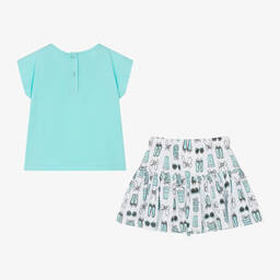 iDO Baby-Girls Blue Cotton Skirt Set | Childrensalon Outlet