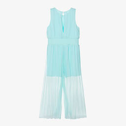 iDO Для младших-Girls Blue Crêpe Chiffon Pleated Jumpsuit | Childrensalon Outlet