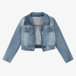 iDO Junior-جاكيت قصير قطن دنيم لون أزرق للبنات | Childrensalon Outlet