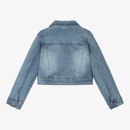 iDO Junior-جاكيت قصير قطن دنيم لون أزرق للبنات | Childrensalon Outlet