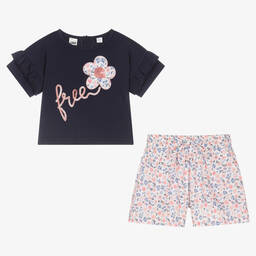 iDO Малыши-Синий топ и шорты из хлопка в цветочек | Childrensalon Outlet