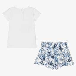 iDO Малыши-Топ и голубая юбка-шорты из хлопка с цветами | Childrensalon Outlet