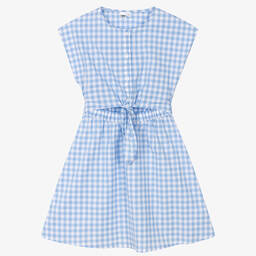 iDO Для младших-Голубое хлопковое платье в клетку | Childrensalon Outlet