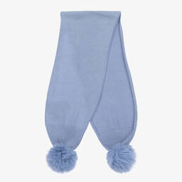 iDO Baby-Girls Blue Knitted Pom Pom Scarf | Childrensalon Outlet