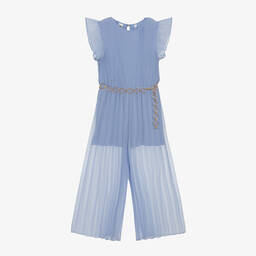 iDO Junior-Girls Blue Pleated Jumpsuit  | Childrensalon Outlet