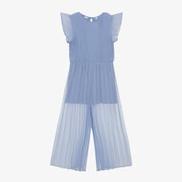 iDO Junior-Girls Blue Pleated Jumpsuit  | Childrensalon Outlet