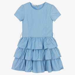 iDO Junior-Girls Blue Ruffle Dress | Childrensalon Outlet