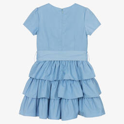 iDO Junior-Girls Blue Ruffle Dress | Childrensalon Outlet